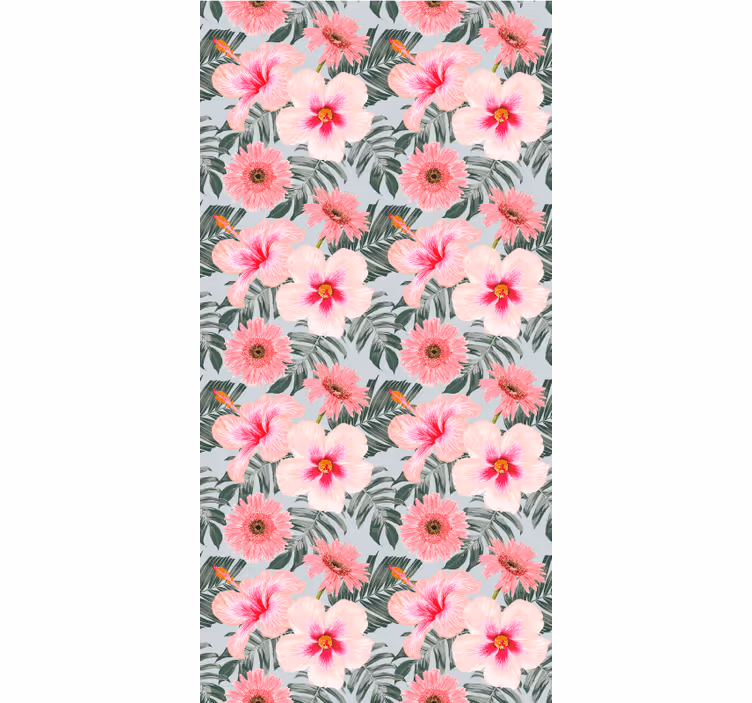 Persiana enrollable salón hibisco y flores - TenVinilo