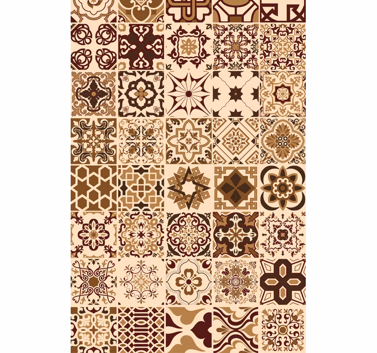 Estor baño Patrón de azulejos de estilo español marrón - TenVinilo
