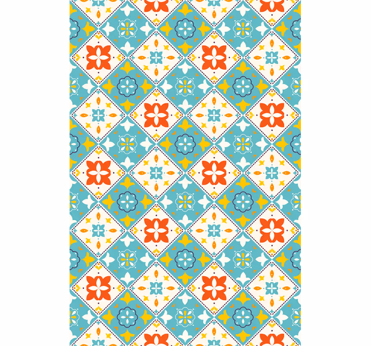 Persiana enrollable para baño azulejos azules y beige - TenVinilo