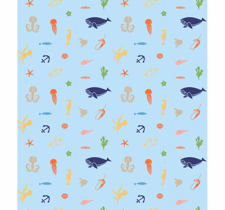 Estor enrollable azul patrón animales marinos - TenVinilo