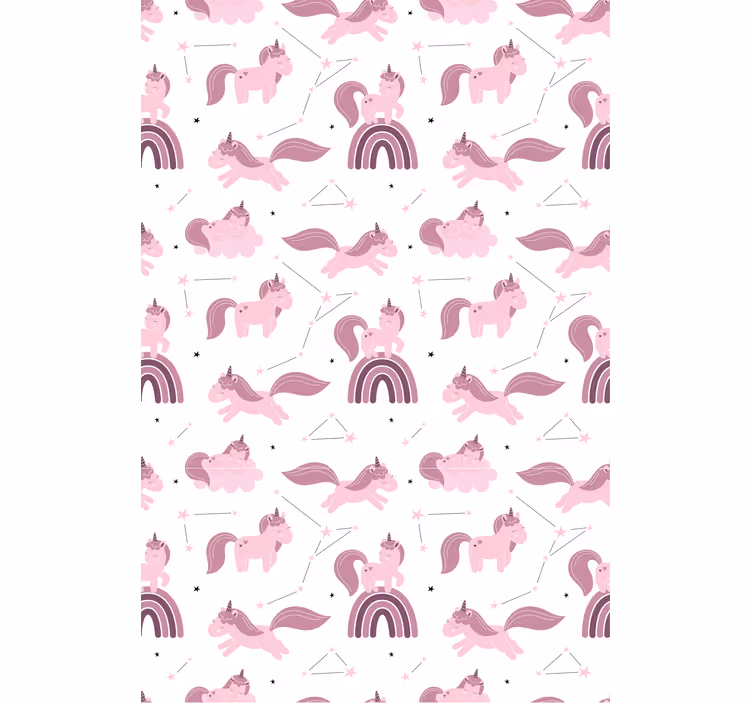 Persiana enrollable infantil unicornios rosas y arcos - TenVinilo