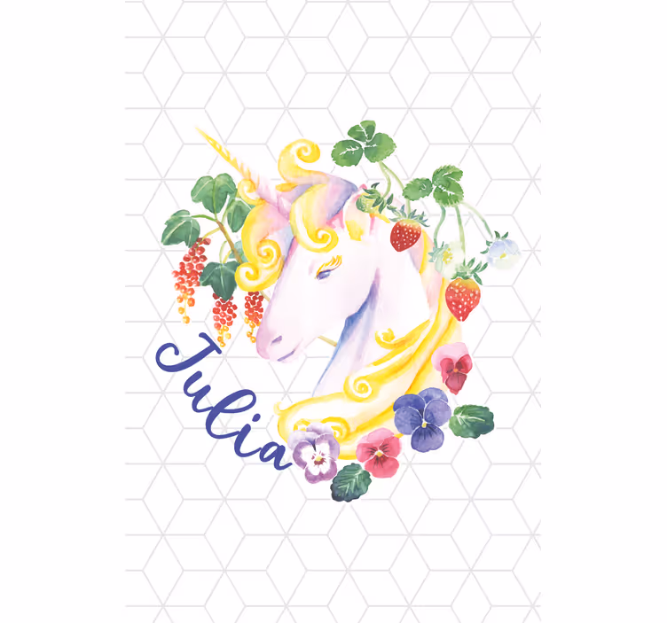 Persiana enrollable infantil unicornio floral con nombre - TenVinilo