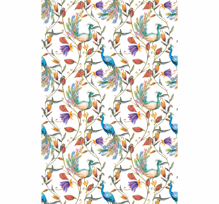 Persiana enrollable flores elegante pavo real floral - TenVinilo