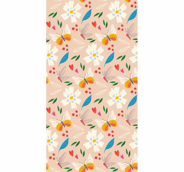 Persiana enrollable mariposa estampado floral beige - TenVinilo