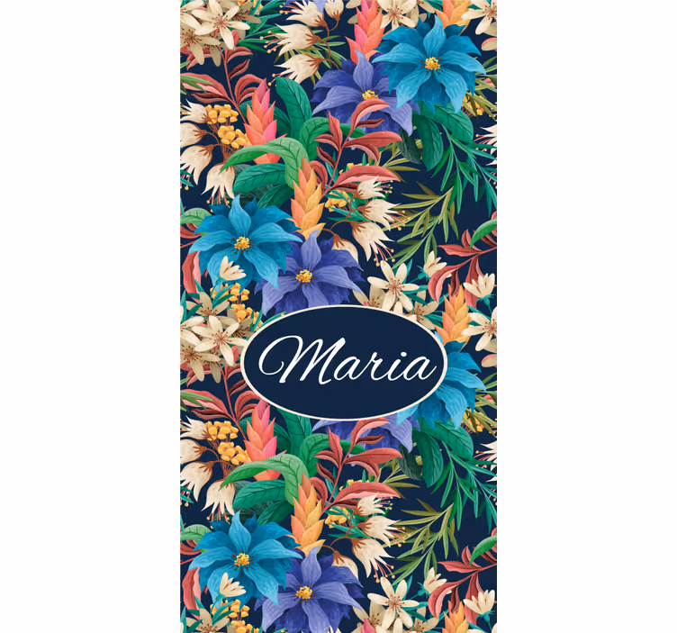 Persiana enrollable flores personalización de nombre floral - TenVinilo