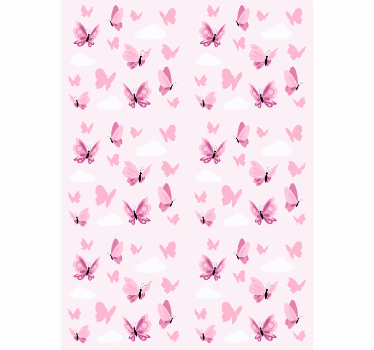 Persiana enrollable mariposa revoloteando rosa y nubes - TenVinilo
