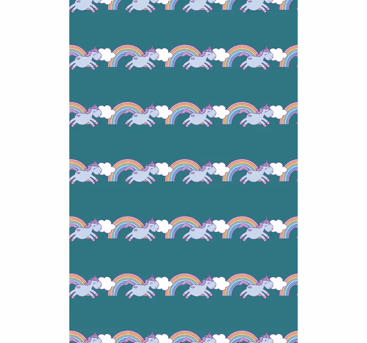 Persiana enrollable infantil unicornios y arcoíris corriendo - TenVinilo