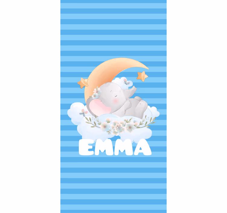 Estor enrollable azul personalizado elefante durmiendo - TenVinilo