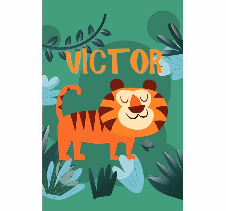 Persiana enrollable infantil tigre feliz con nombre - TenVinilo
