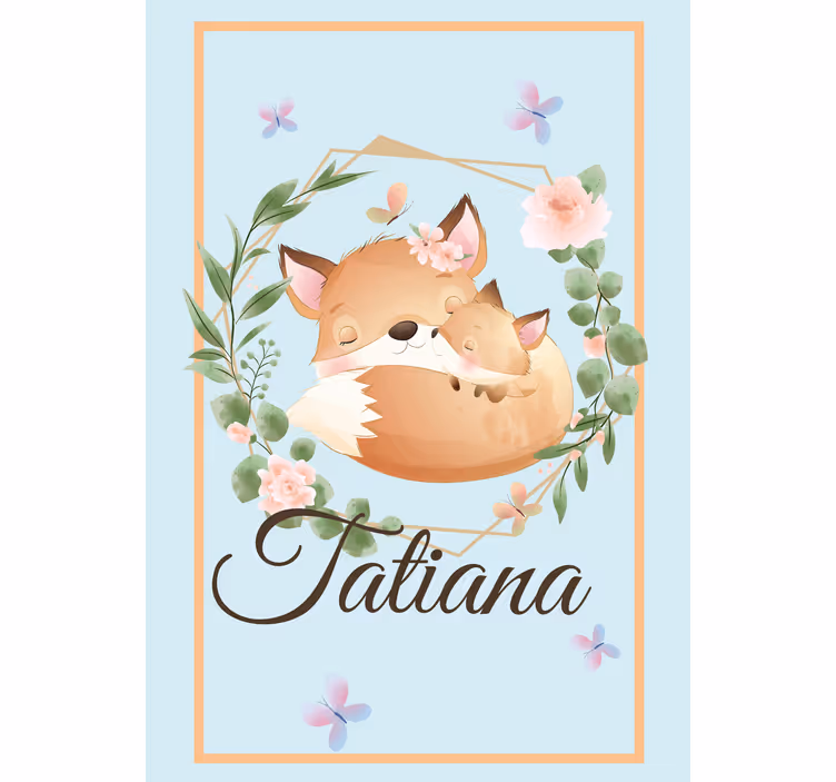 Persiana enrollable infantil familia de zorros con nombre - TenVinilo