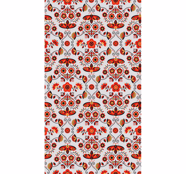 Persiana enrollable floral patrón rojo polaco - TenVinilo