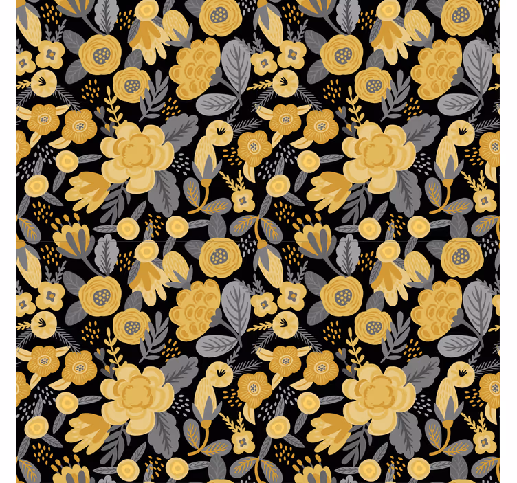Persiana enrollable floral patrón botánico amarillo - TenVinilo