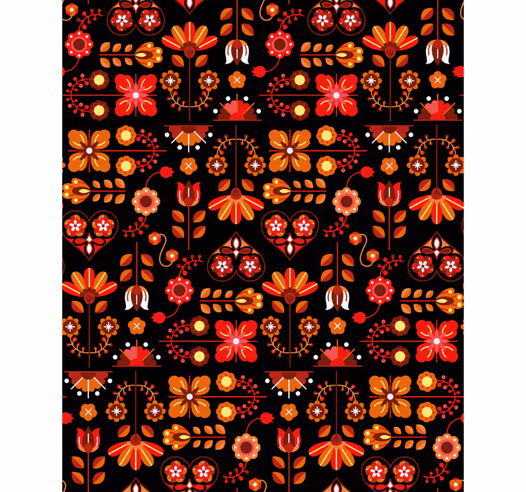 Persiana enrollable floral arte popular naranja - TenVinilo