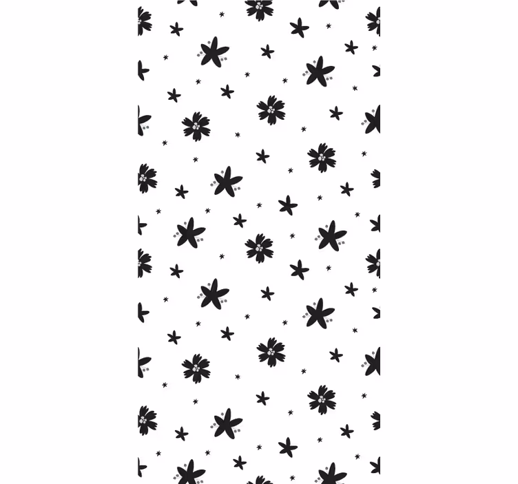 Persiana enrollable floral diseño en blanco y negro - TenVinilo