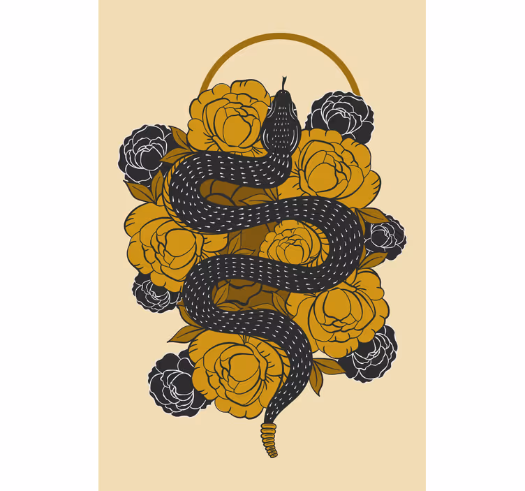 Persiana enrollable animales serpiente entre flores - TenVinilo