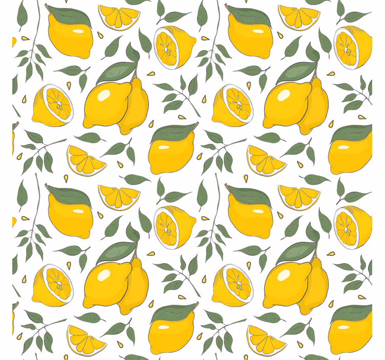 Estor cocina Limones y flor crema patrón tropical - TenVinilo
