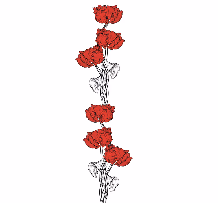 Persiana enrollable flores en elegantes tonos rojos - TenVinilo