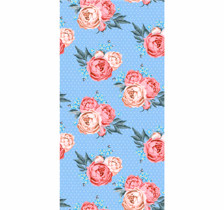 Persiana enrollable floral rosas rosas azules en flor - TenVinilo