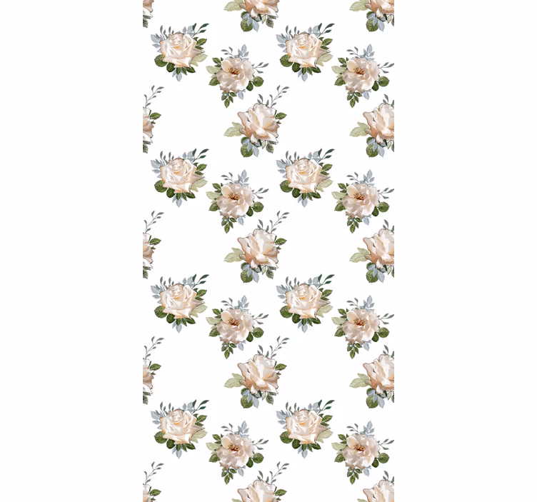 Persiana enrollable floral arreglo blanco delicado - TenVinilo