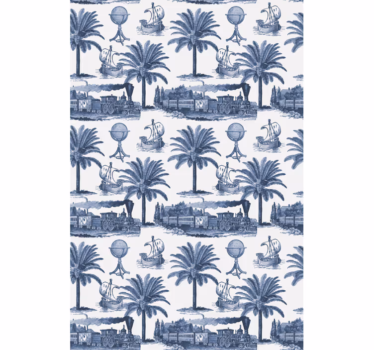 Persiana enrollable vintage escena de palmera azul - TenVinilo