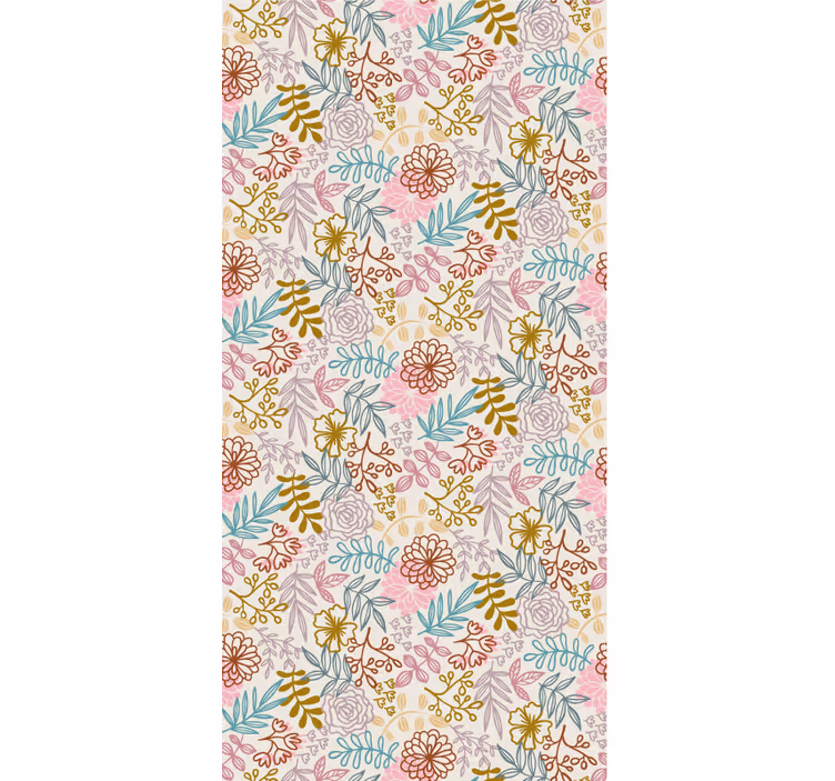 Estor estilo floral dibujo lineal de patrón multicolor - TenVinilo