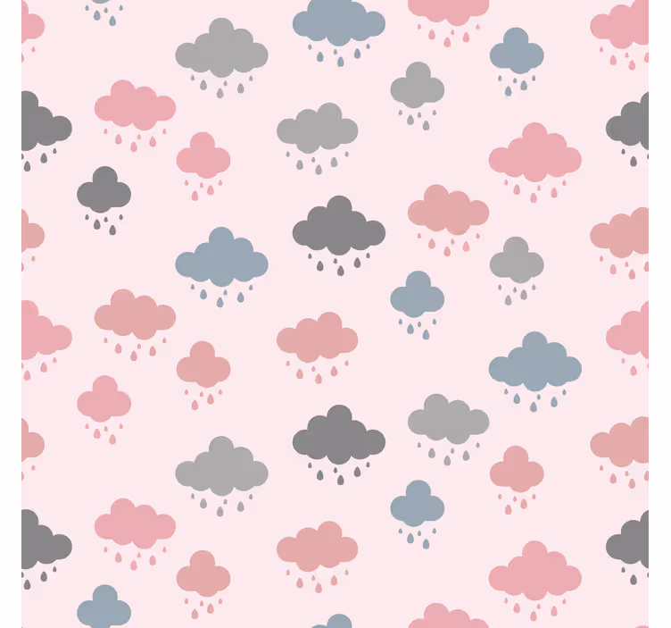 Persiana enrollable nubes lluvia rosa y gris - TenVinilo