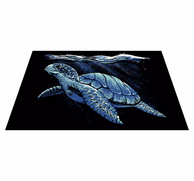 Mantel individual azul dibujo a mano de tortuga - TenVinilo