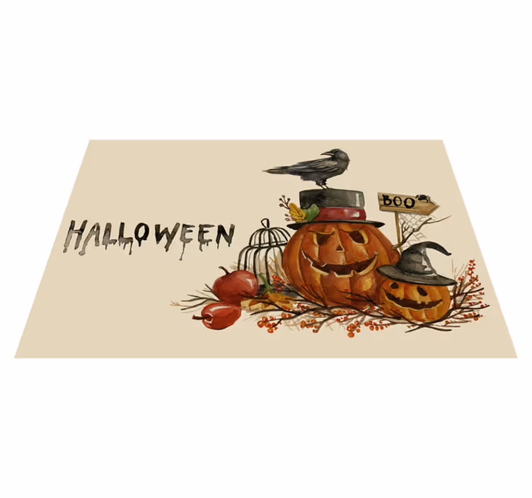 Mantel individual halloween arreglo de calabazas festivas - TenVinilo