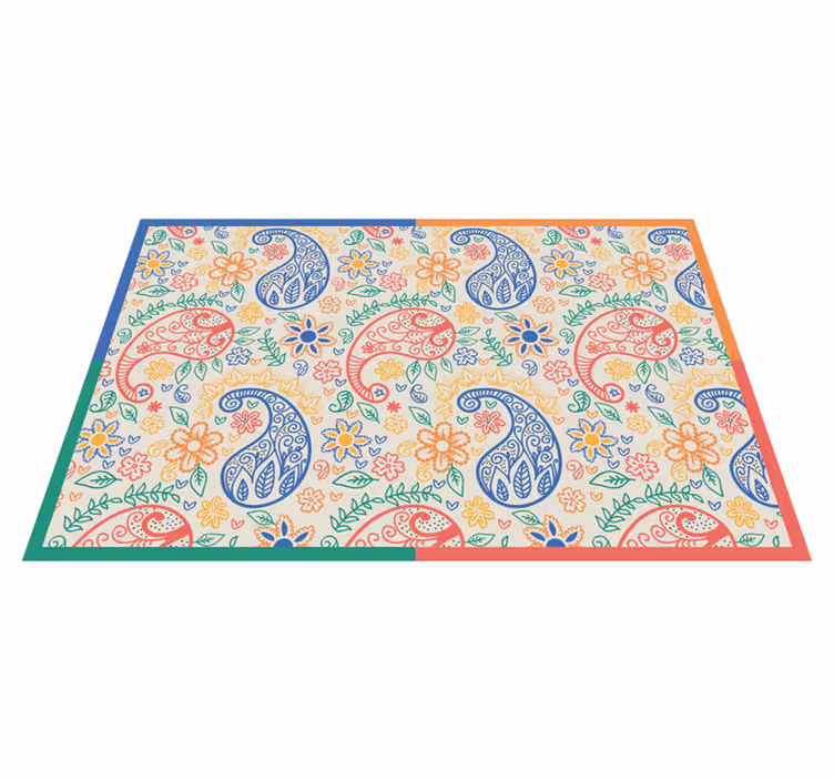 Mantel individual patrón estampado paisley colorido - TenVinilo