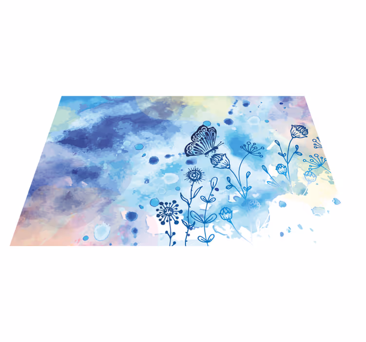 Mantel individual original patrón floral de mariposas - TenVinilo