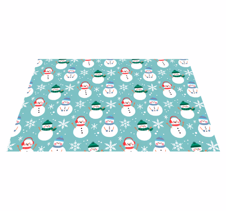 Mantel individual navideño patrón de muñeco de nieve alegre - TenVinilo