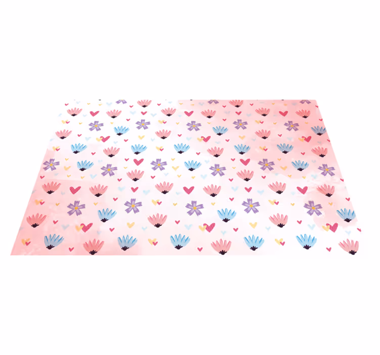 Mantel individual infantil patrones de corazón floral - TenVinilo