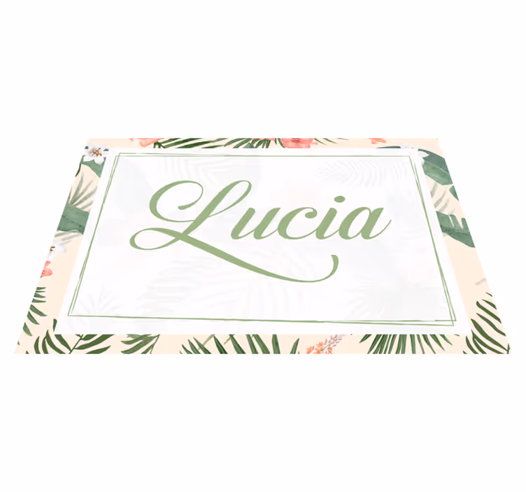 Mantel individual personalizable diseño floral con nombre - TenVinilo