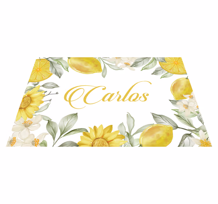 Mantel individual personalizable arreglo floral limón - TenVinilo