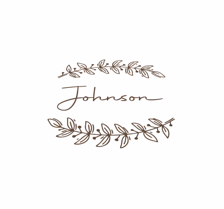 Mantel individual personalizable nombre elegante con hojas - TenVinilo