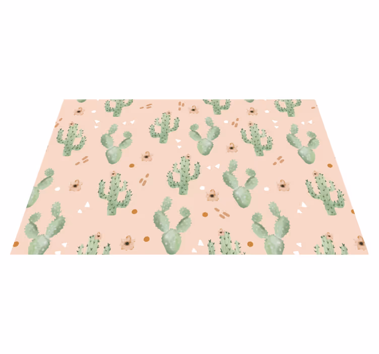 Mantel individual moderno Patrón de cactus y flores - TenVinilo