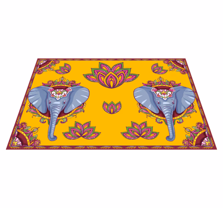 Mantel individual original patrones florales de elefante - TenVinilo