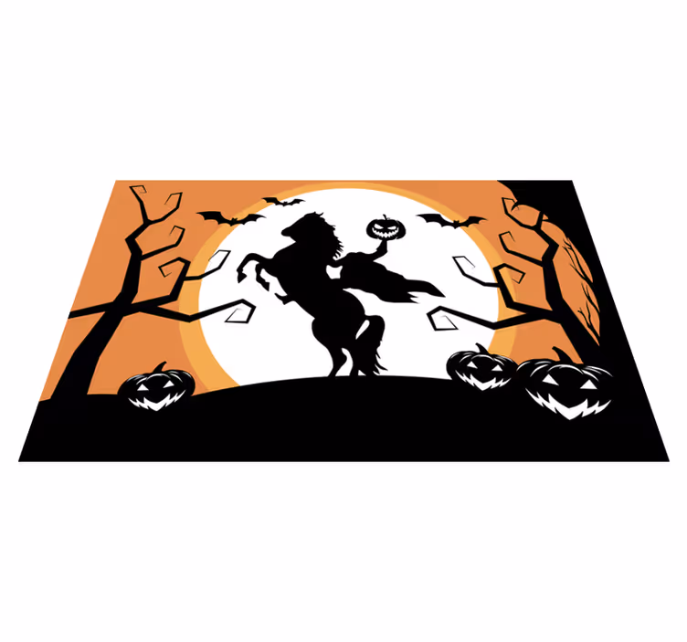 Mantel individual halloween caballo sosteniendo calabaza - TenVinilo