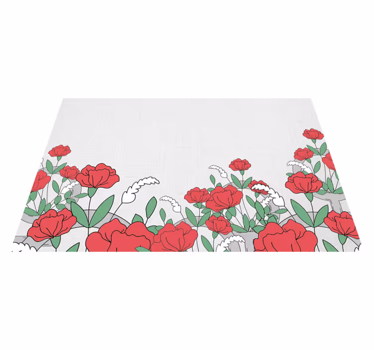 Mantel individual original patrón floral con hojas - TenVinilo