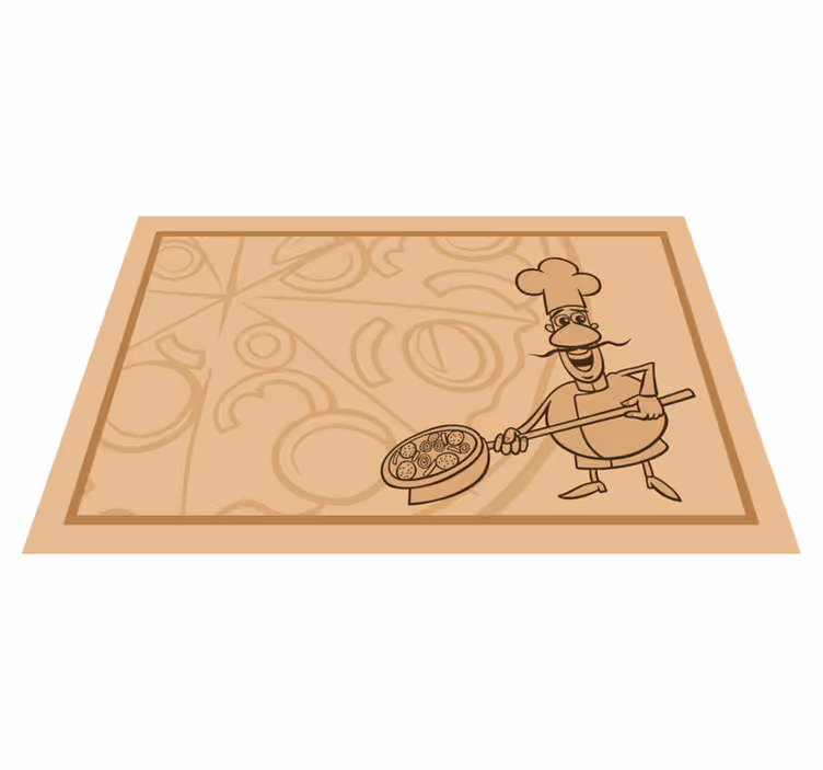 Mantel individual infantil chef sosteniendo pizza - TenVinilo