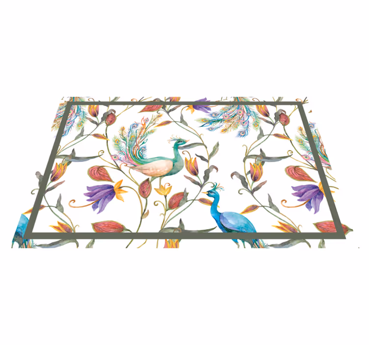 Mantel individual original patrón floral pavo real - TenVinilo
