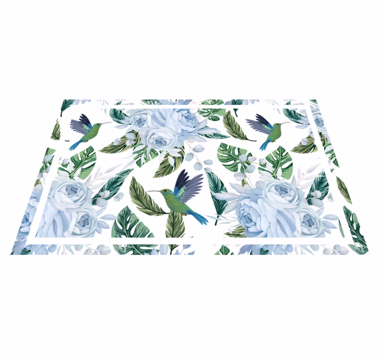 Mantel individual moderno patrón de colibrí floral - TenVinilo
