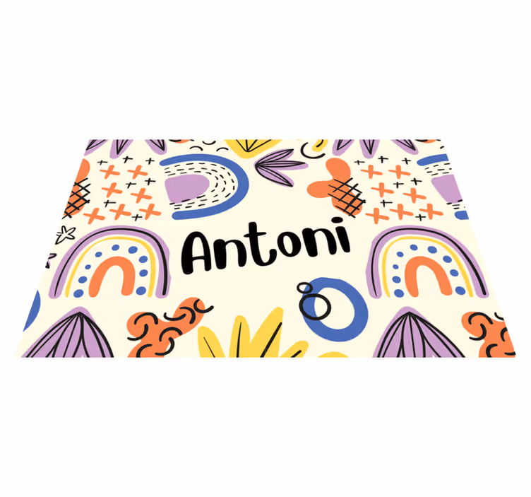 Mantel individual infantil patrones de nombres coloridos - TenVinilo