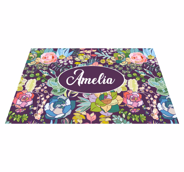 Mantel individual personalizable arte floral personalizado - TenVinilo