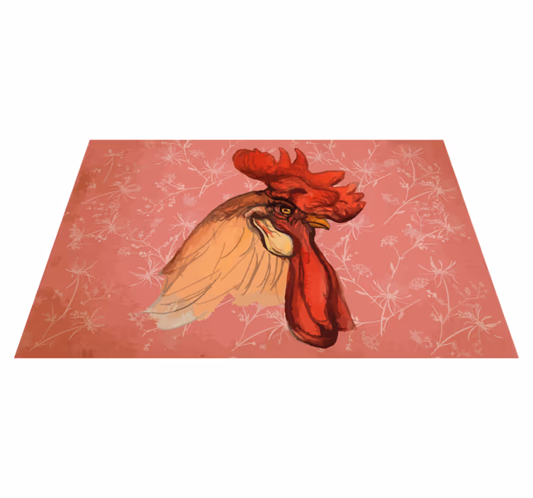 Mantel individual original ilustración de cabeza de gallo - TenVinilo