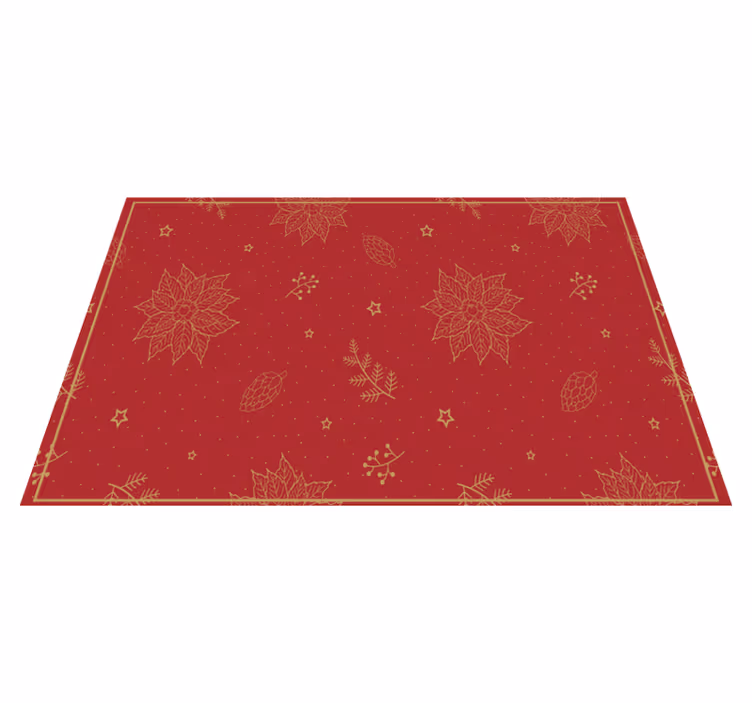 Mantel individual navideño con patrón floral festivo - TenVinilo