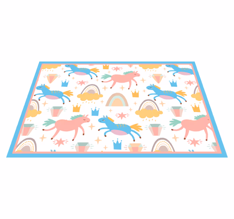 Mantel individual infantil unicornios coloridos corriendo - TenVinilo
