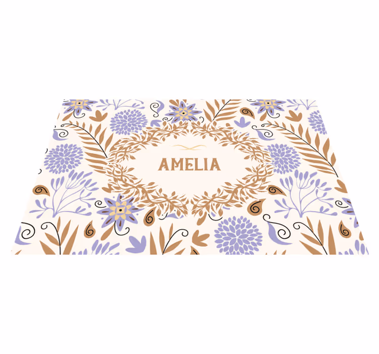 Mantel individual personalizable con diseño floral - TenVinilo