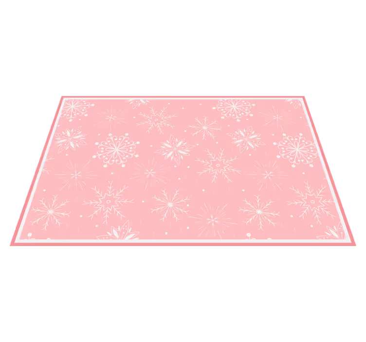 Mantel individual navideño Copos de nieve blancos sobre fondo ros - TenVinilo