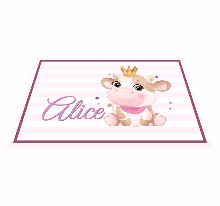 Mantel individual infantil Linda vaca para niña con nombre - TenVinilo